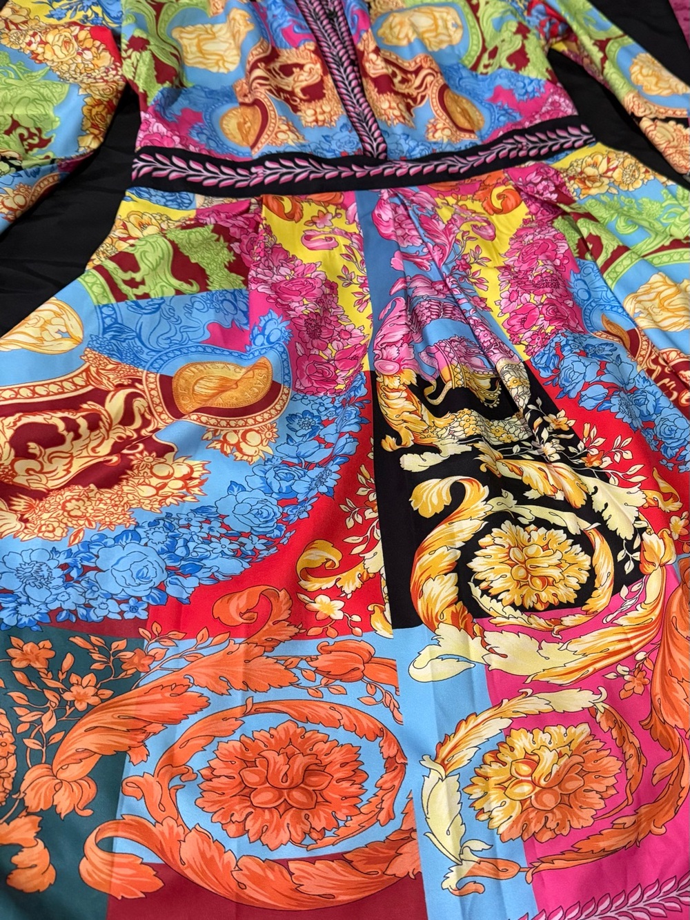 Vibrant Baroque Print Maxi Dress - Multicolor
